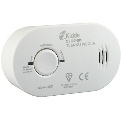 Czujnik tlenku węgla Kidde 5CO to kompaktowe urządzenie do wykrywania obecności czadu w powietrzu. Detektor Kidde 5CO posiada przycisk testowy oraz wskaźnik alarmu.