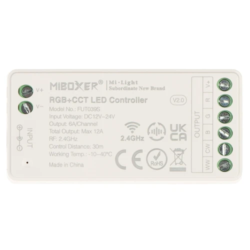 LED-belysningskontroll LED-RGBW-WC/RF 2.4 GHz, RGBCCT (RGBWW) 12... 24V DC MiBOXER / Mi-Light