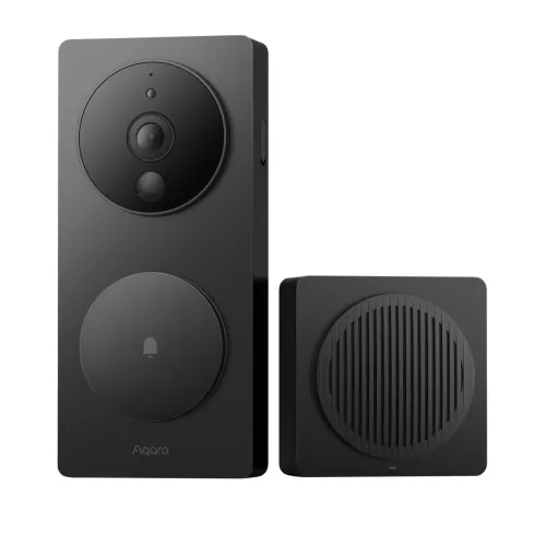 Aqara Smart Video Doorbell G4 Czarny | Wideodomofon | Dzwonek do drzwi, Kamera monitoring, Apple Homekit, 6x bateria AA LR6, kamera 1080p, Wi-Fi