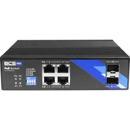 BCS-B-ISP04G-2SFP BCS PoE-switch med 4 portar DIN-skena