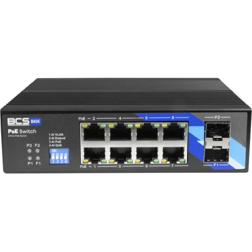 BCS-B-ISP08G-2SFP BCS PoE switch 8 portar DIN-skena