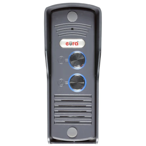 EURA ADP-32A3 "DUO" 2-familjs porttelefon i grafit-silver med liten extern kassett, INTERCOM
