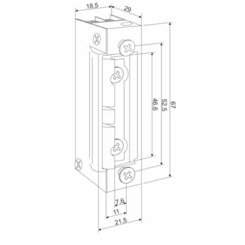 Elektromagnetisk dörrhållare ŁUCZNIK 1420RFT 12-24V AC/DC med brytare