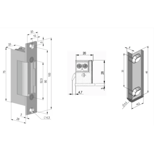 Symmetrisk elektrisk dörrfång ES-S12AC/DC PROFI