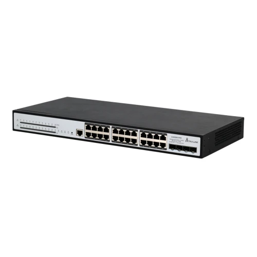 Extralink Chiron Pro | PoE-switch | 24x RJ45 1000Mb/s PoE, 4x SFP+, L3, hanterbar, 370W