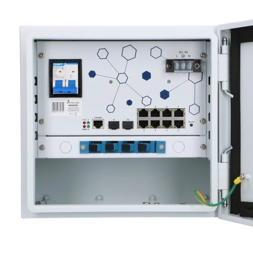 Extralink Minos | Extern PoE-switch | 8x RJ45 1000Mb/s PoE, 2x SFP, 200W, L2, aktiv kylning