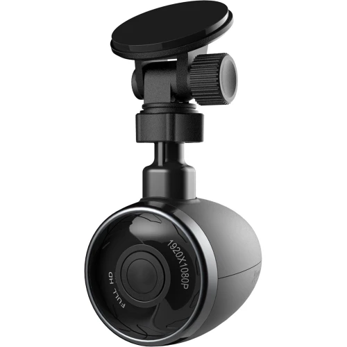Kamera samochodowa Hikvision o rozdzielczości 1920x1080P, wyposażona w obrotowy uchwyt montażowy. Urządzenie ma nowoczesny, czarny design z widocznym obiektywem z przodu.