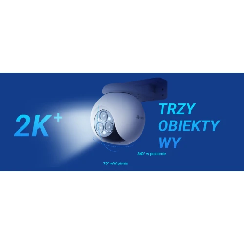 EZVIZ H80f Wi-Fi IP roterande kamera Multi 2K+ x3, Zoom, AI, Detektion, Ljud