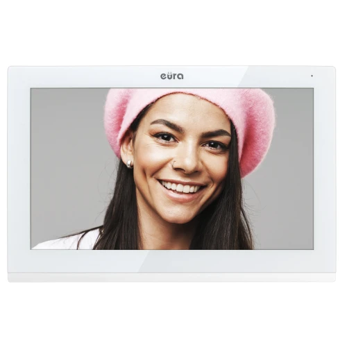 EURAs VDA-09C5 skärm - vit, pekskärm, LCD 7'', FHD, bildminne, SD 128GB, utbyggnad upp till 6 skärmar