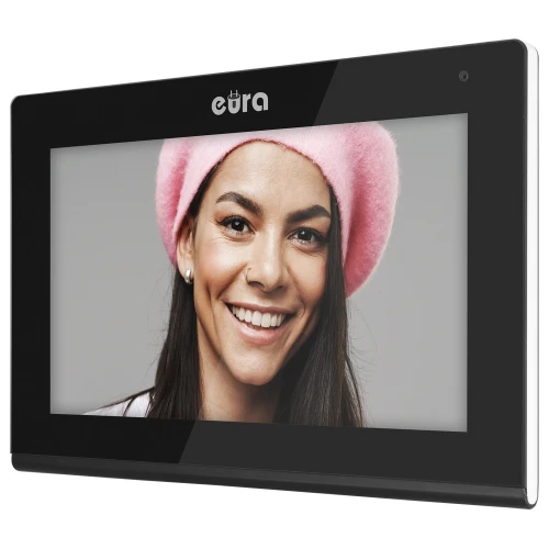EURAs VDA-09C5 skärm - svart, pekskärm, LCD 7'', FHD, bildminne, SD 128GB, utbyggnad upp till 6 skärmar