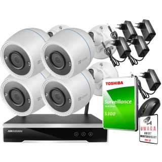 Övervakningsset trådlöst Hikvision Ezviz 4 kameror C3T WiFi Full HD 1080p 1TB