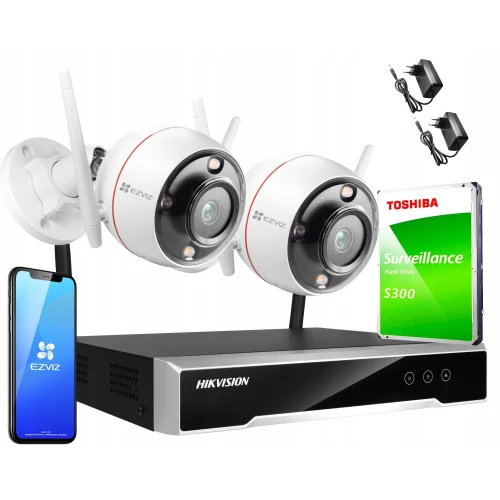 Övervakningsset trådlöst Hikvision Ezviz 2 kameror C3T Pro WiFi 4MPx 1TB