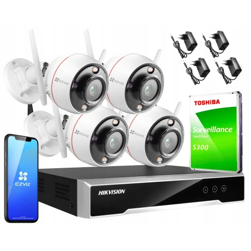 Övervakningsset trådlöst Hikvision Ezviz 4 kameror C3T Pro WiFi 4MPx 1TB