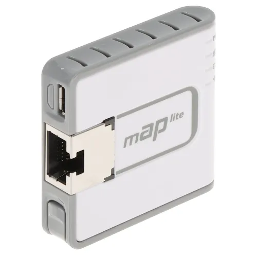 Mały, biało-szary punkt dostępowy z napisem "map lite" na boku. Urządzenie posiada port Ethernet i zaokrąglone krawędzie.