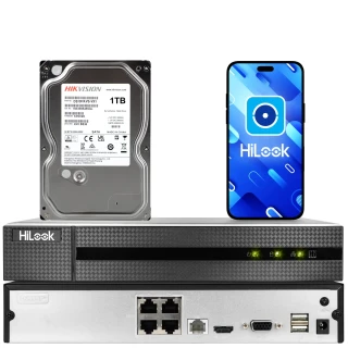 HiLook by Hikvision IP-inspelare NVR-4CH-5MP/4P PoE med 1TB hårddisk