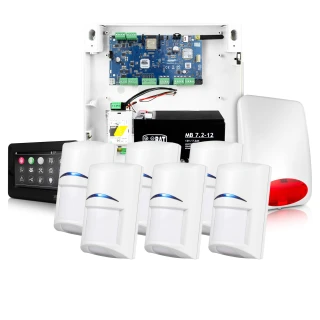 Larmsystem Ropam NeoGSM-IP med 6 rörelsedetektorer från Bosch, kontrollpanel TPR-4BS och signalenhet SPL-5010