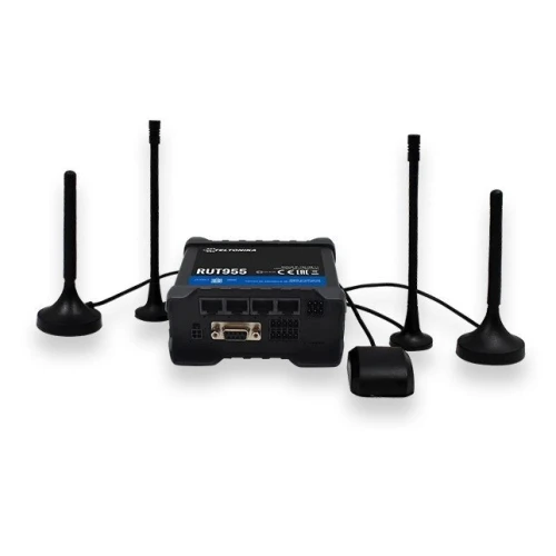 Teltonika RUT955 | Professionell industriell 4G LTE-router | Cat.4, WiFi, Dual Sim, GPS, 1x WAN, 3X LAN, GPS-antenn, RUT955 T033B0