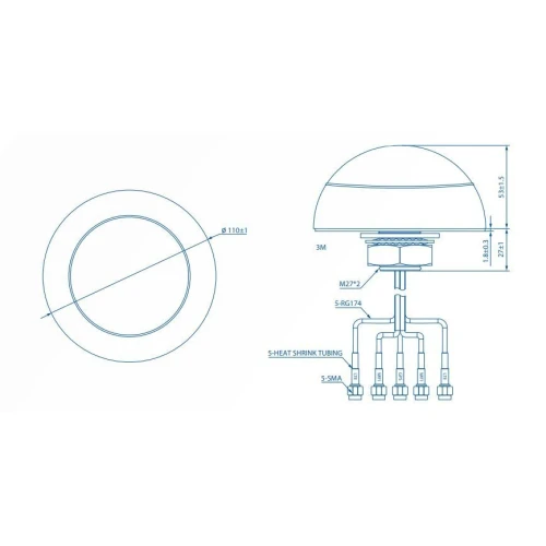 Teltonika 003R-00253 | Combo Antenn | MIMO LTE/GPS/WIFI, takantenn