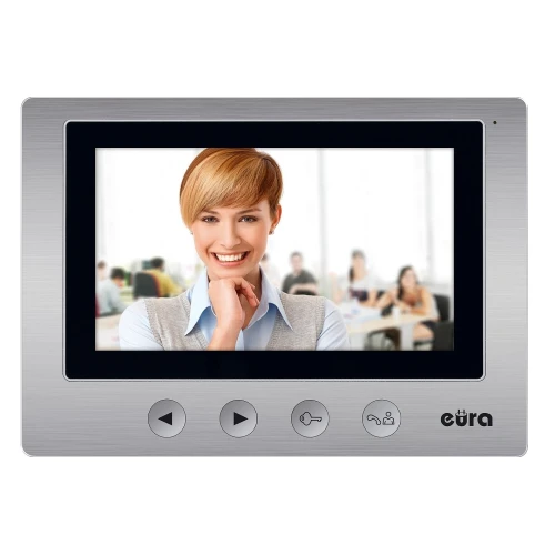 Videodörrtelefon EURA VDP-33A3 LUNA skärm 7, stöd för 2 ingångar, bildminne, närhetsnyckelläsare
