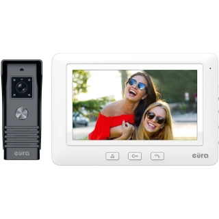 Videodörrtelefon EURA VDP-45A3 ALPHA vit färg, 7'' skärm, stöd för 1 ingång