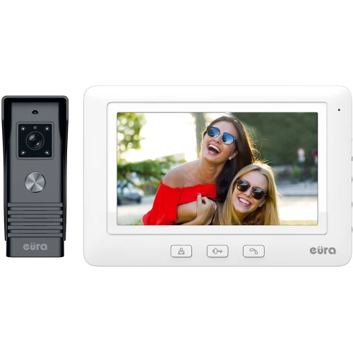 Videodörrtelefon EURA VDP-45A3 ALPHA vit färg, 7'' skärm, stöd för 1 ingång
