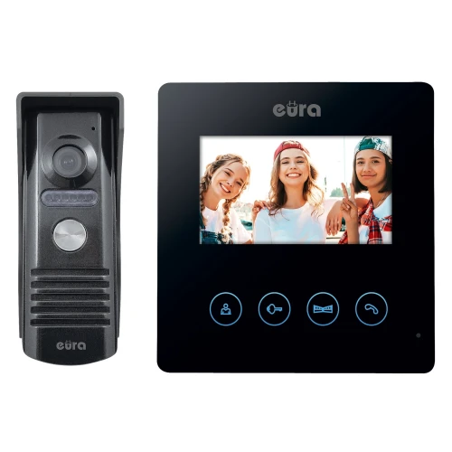 Videodörrtelefon EURA VDP-52A3 ATIRA svart, 4,3'' skärm, stöd för 2 ingångar