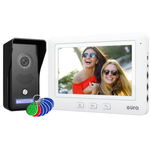 Videodörrtelefon EURA VDP-58A3 vit färg monitor 7”