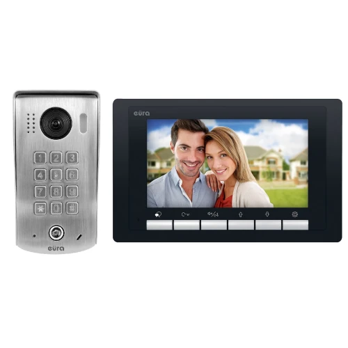 Videodörrtelefon EURA VDP-60A5/N BLACK 2EASY - enfamilj, LCD 7'', svart, mekanisk krypterare, ytmonterad