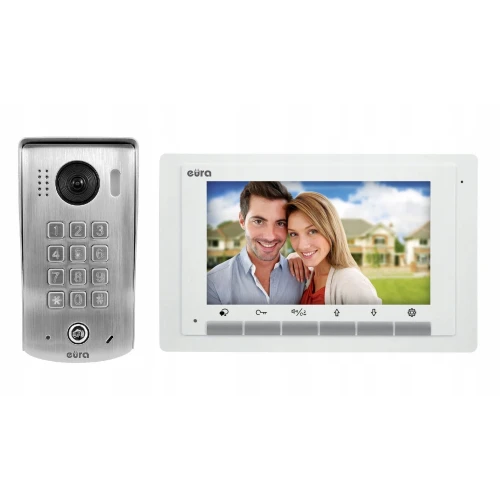 Videodörrtelefon EURA VDP-60A5/N WHITE 2EASY - enfamilj, LCD 7'', vit, mekanisk krypterare, ytmonterad