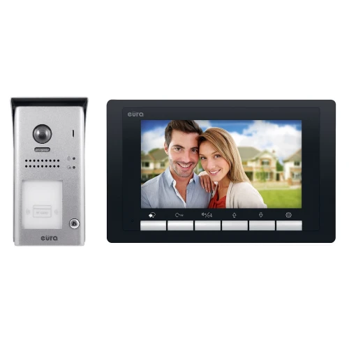 Videodörrtelefon EURA VDP-61A5/N BLACK 2EASY - enfamilj, LCD 7'', svart, RFID, ytmonterad