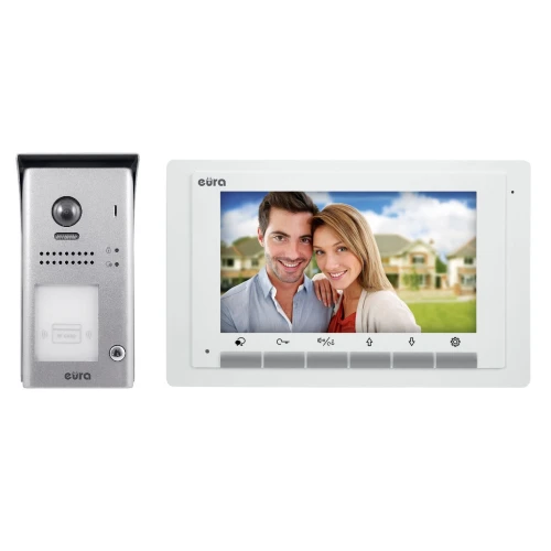 Videodörrtelefon EURA VDP-61A5/N WHITE 2EASY - enfamilj, LCD 7'', vit, RFID, ytmonterad