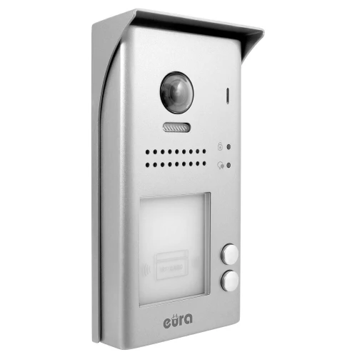 Videodörrtelefon EURA VDP-70A5/N WHITE "2EASY" - för två familjer, 2x LCD 7", vit, närhetsläsare Unique 125 kHz, yttre montering