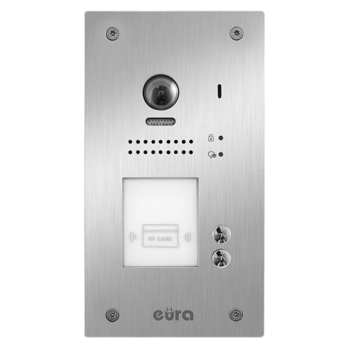 Videodörrtelefon EURA VDP-72A5/P "2EASY" - för två familjer, 2x LCD 4,3", vit, närhetsläsare Unique 125 kHz, infälld
