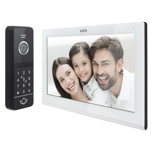 Videodörrtelefon EURA VDP-97C5 - vit, pekskärm, LCD 7'', AHD, WiFi, bildminne, SD 128GB