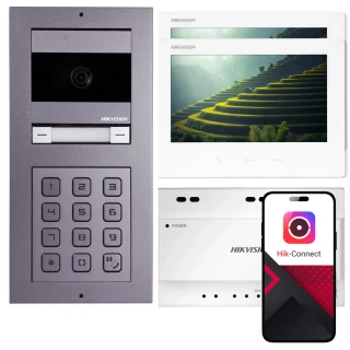 Hikvision DS-KIS704EY-ACW2 videointercom för 2 familjer, 2 monitorer