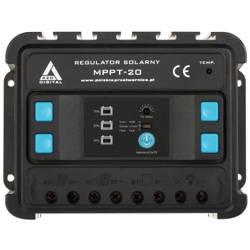 Solregulator för batteriladdning SCC-20A-MPPT AZO Digital