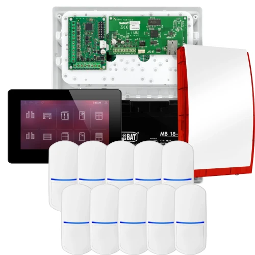 SATEL INTEGRA 32 larmpaket, 10x PET-detektor, siren, svart manöverpanel INT-TSH2-B