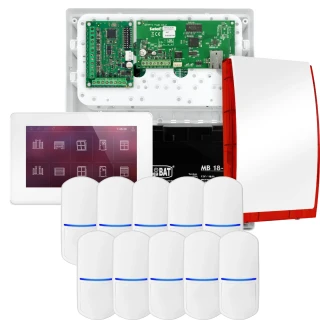 SATEL INTEGRA 32 larmsystem, 10x detektor, siren, vit manöverpanel INT-TSH2-W