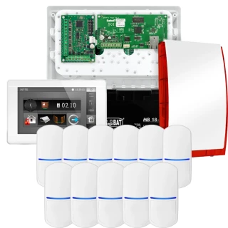 SATEL INTEGRA 32 larmpaket, 11x detektor, siren, vit manipulator INT-TSI-W