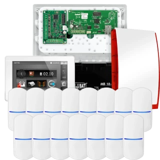 SATEL INTEGRA 32 larmpaket, 15x PET-detektor, siren, vit manöverpanel INT-TSI-W