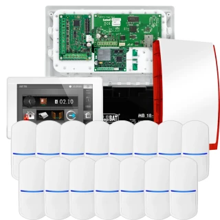 SATEL INTEGRA 32 larmpaket, 15x detektor, siren, vit manöverpanel INT-TSI-W, LTE-kommunikation