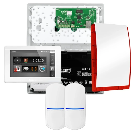 SATEL INTEGRA 32 larmpaket, 2x detektor, siren, vit manöverpanel INT-TSI-W