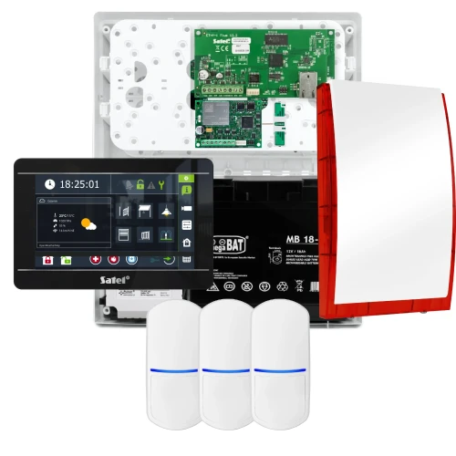 SATEL INTEGRA 32 larmpaket, 3x detektor, siren, svart manöverpanel INT-TSI-B, LTE-kommunikation