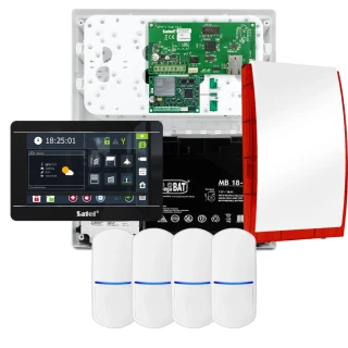 SATEL INTEGRA 32 larmpaket, 4x detektor, siren, svart manöverpanel INT-TSI-B, LTE-kommunikation
