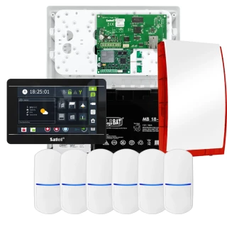 SATEL INTEGRA 32 larmpaket, 6x detektor, siren, svart manöverpanel INT-TSI-B, LTE-kommunikation