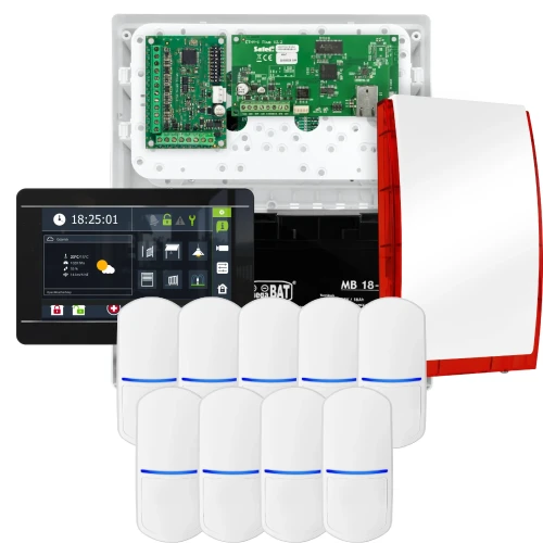 SATEL INTEGRA 32 larmpaket, 9x PET-detektor, siren, svart manipulator INT-TSI-B