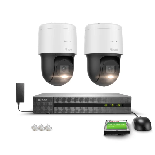 Övervakningspaket 2x Roterande kamera PTZ-N4MP, 4Mpx, PoE, H.265+ Hilook Hikvision
