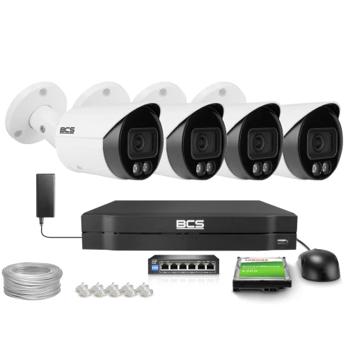 Övervakningsset 4x BCS-L-TIP15FCR3L3-AI1 5Mpx, 2,8 mm, 0,007Lux BCS