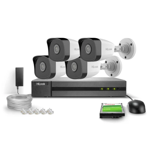 Övervakningskit 4x IPCAM-B2 Full HD, PoE, IR 30m, H.265+, IP67 Hilook Hikvision