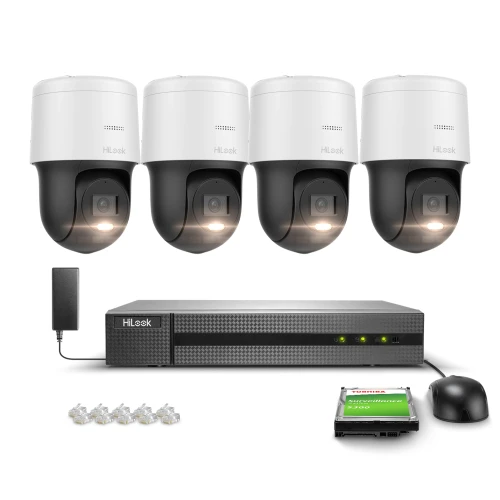 Övervakningspaket 4x Roterande kamera PTZ-N2MP, Full HD, PoE, H.265+ Hilook Hikvision